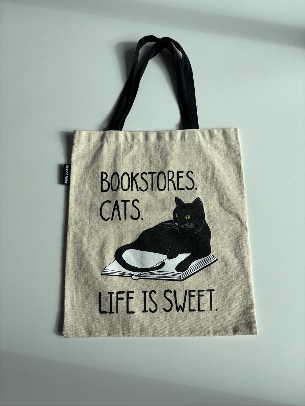 Out of Print Black Cat & Books Canvas Tote